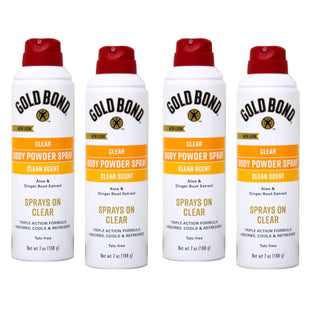 Gold Bond No Mess Invisible Clear Body Powder Spray Absorbs Sweat 7oz (4 Pack) - Personal Care > Skin Powders