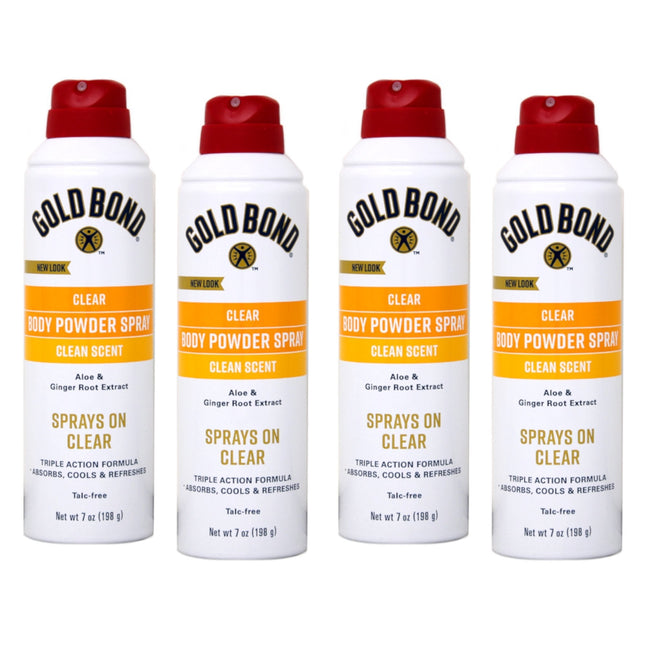 Gold Bond No Mess Invisible Clear Body Powder Spray Absorbs Sweat 7oz (4 Pack) - Personal Care > Skin Powders