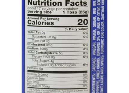 a bottle of nutrition information