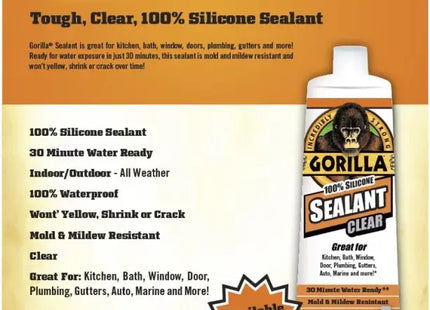 a close up of a tube of gorilla sealant with a label