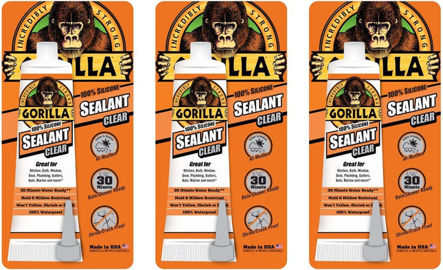 Gorilla Glue Silicone Sealant Caulk & Seal All-Purpose 2.8oz (3 Pack) - Business Industrial > Adhesives Sealants Tapes