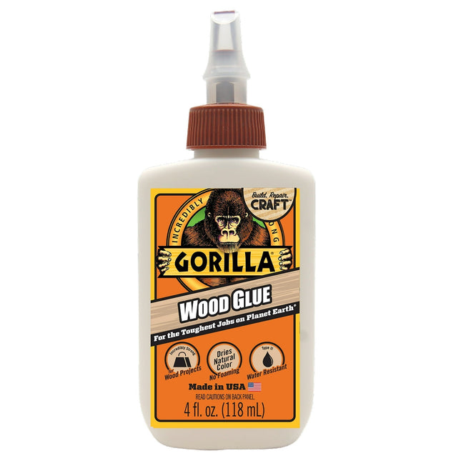 Gorilla Water Based Wood Glue Natural Color Indoor-Outdoor Use 4oz (10 Pack) - Business & Industrial > Adhesives
