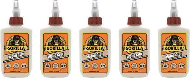 Gorilla Water Based Wood Glue Natural Color Indoor-Outdoor Use 4oz (5 Pack) - Business & Industrial > Adhesives