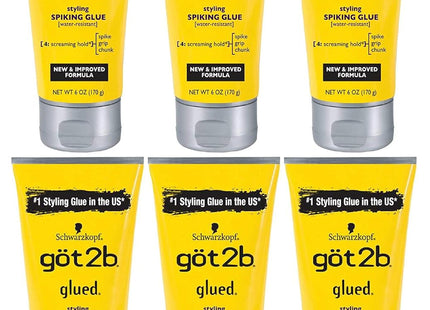 Got2b Glued Styling Spiking Hair Gel Water Resistant Unisex 6oz (12 Pack) - Personal Care > & Products