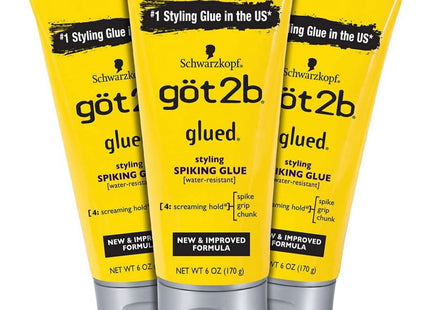 Got2b Glued Styling Spiking Hair Gel Water Resistant Unisex 6oz (3 Pack) - Personal Care > & Products