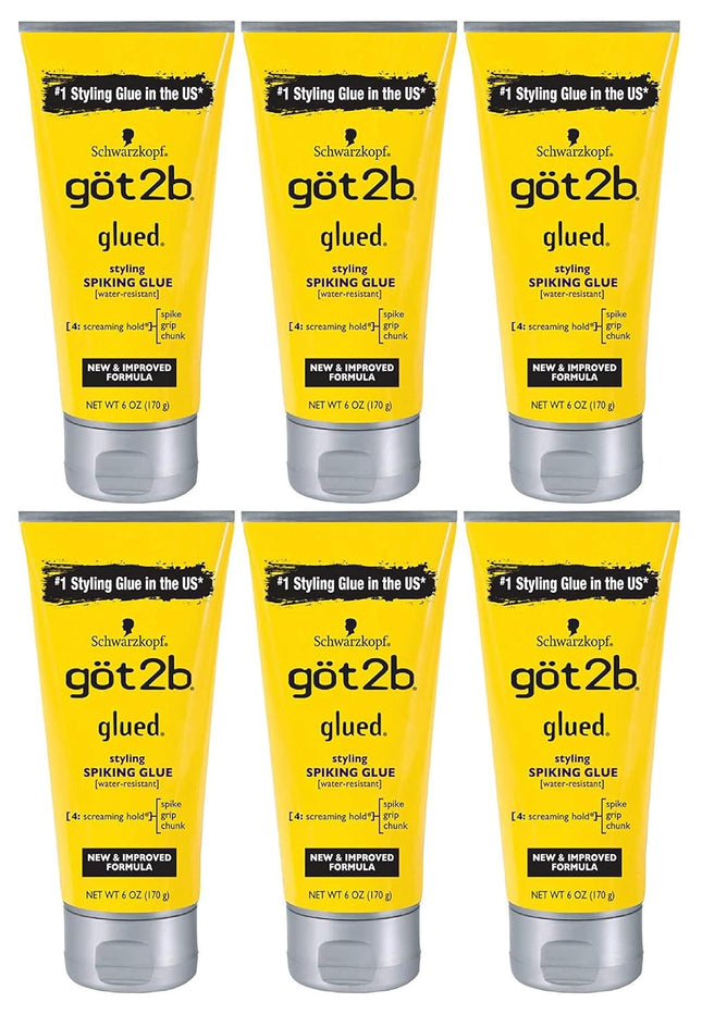 Got2b Glued Styling Spiking Hair Gel Water Resistant Unisex 6oz (6 Pack) - Personal Care > & Products