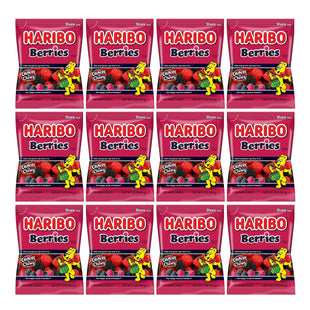 Haribo Delicious Raspberries Gummi Crunch Candy Soft & Chewy 5oz (12 Pack) - Food Beverages > Sweets Chocolate Gummy