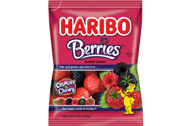 a bag of hardbo berries with a bear on top