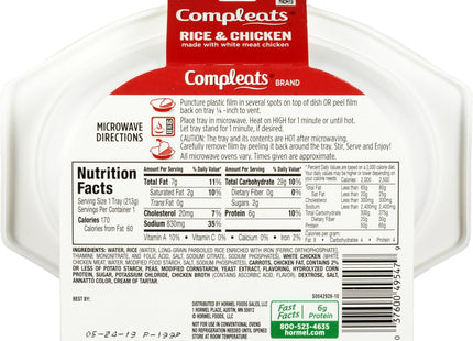 Hormel Compleats Microwavable Meal Chicken & Rice Shelf Stable 7.5oz (6 Pack) - Food Beverages > Prepared Ready Meals