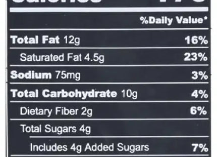 a close up of a nutrition label on a white background