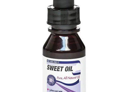 a bottle of sweet oil with a black cap