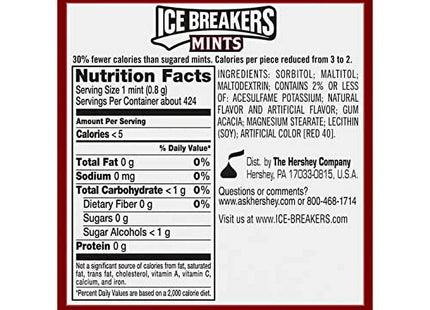 Ice Breakers Cinnamon Sugar Free Breath Mints Mint Candy 1.5oz (6 Pack) - Food & Beverages > Sweets Chocolate Gums