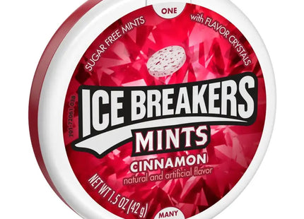 a red and white candy tin with the words ice breakers