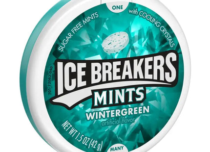 a close up of a container of ice breakers mints