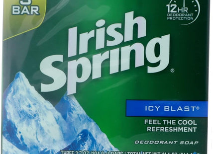 Irish Spring Icy Blast Refreshing 12H Deodorant Soap 3 X 3.75 Bar Each (3 Pack) - Personal Care > Bath & Body Soaps