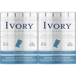 Ivory Gentle Bar Soap Mild Body Cleanser Original Scent 4oz 10ct (2 Pack) - Personal Care > Bath & Soaps