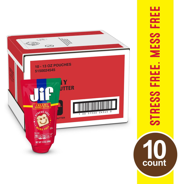 Jif Squeeze Creamy Peanut Butter Smooth Texture 13oz (10 Pack) - Food & Beverages > Jam Honey Spreads Nut Butters