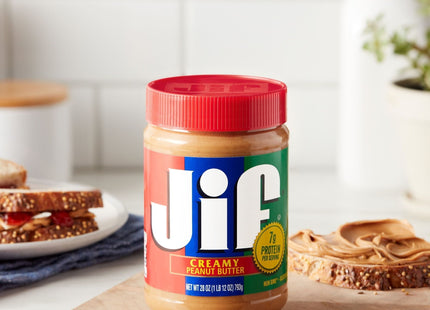 Jif Creamy Peanut Butter Rich Nutty Flavor 28oz (12 Pack) - Food & Beverages > Jam Honey Spreads Nut Butters