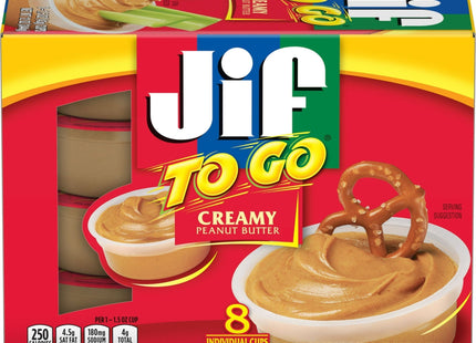 Jif To Go Creamy Peanut Butter Cups Smooth and 1.5oz 8 (12 Pack) - Food & Beverages > Jam Honey Spreads Nut Butters