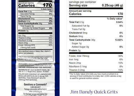 Jim Dandy Enriched Quick Grits A Taste Of The Old South 32oz - Food & Beverages > Pantry Breakfast Cereals Muesli Oats