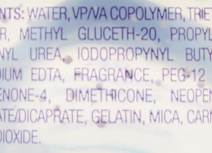 a bottle of water with a lot of text