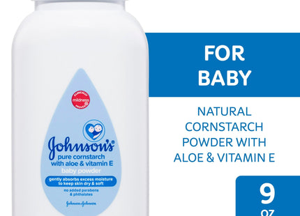 Johnson’s Naturally Derived Cornstarch Baby Powder Aloe & VitaminE 9oz (5 Pack) - Toddler > Bathing Grooming Body