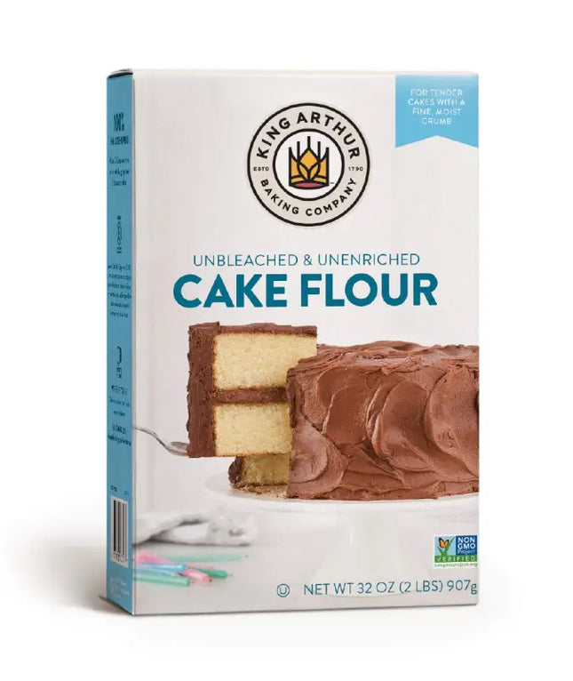 a box of cake flour with chocolate frosting
