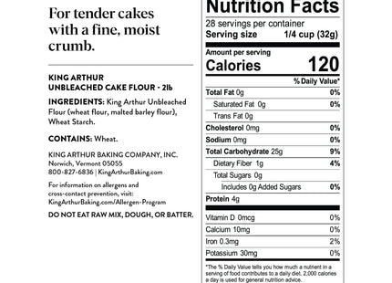 King Arthur Unbleached and Unenriched Cake Flour Blend Non-GMO 32oz (2 Pack) - Food & Beverages > Baking Desserts