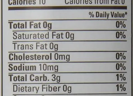 a close up of a nutrition label on a package of food