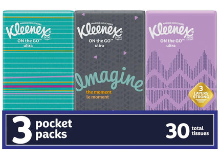 Kleenex On-The-Go Facial Tissues 10 Tissues/Box 3 Box 30 Total (24 Pack) - Personal Care > Skin