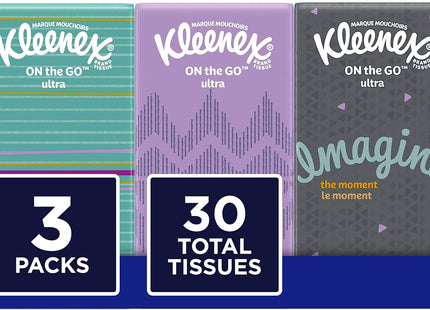 Kleenex On-The-Go Facial Tissues 10 Tissues/Box 3 Box 30 Total (24 Pack) - Personal Care > Skin