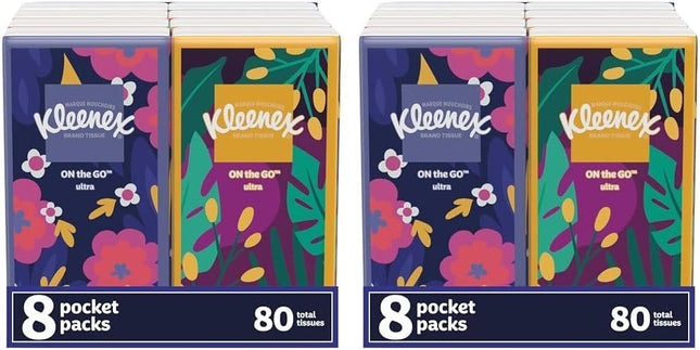 Kleenex On-The-Go Facial Tissues 10 Tissues/Box 8 Box 80 (2 Pack) - Personal Care > Skin