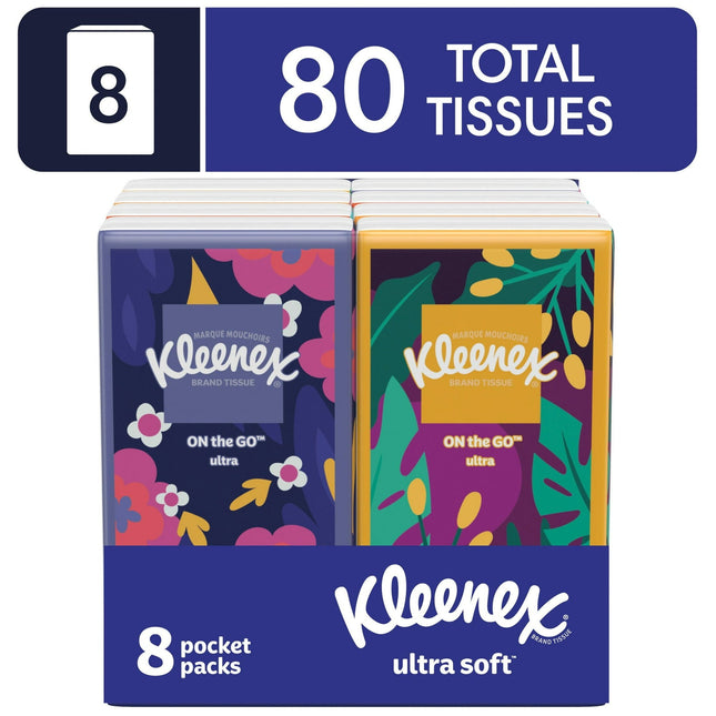 Kleenex On-The-Go Facial Tissues 10 Tissues/Box 8 Box 80 - Personal Care > Skin