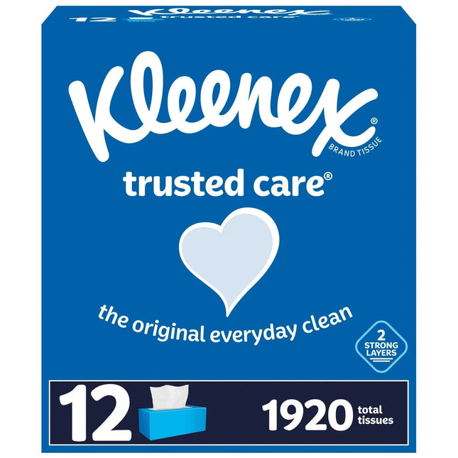 Kleenex Trusted Care Everyday Facial Tissue White 160ct (12 Pack) - Personal > Skin Tissues