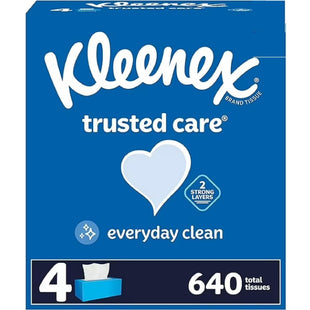 Kleenex Trusted Care Everyday Facial Tissue White 160ct (4 Pack) - Personal > Skin Tissues