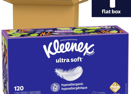 Kleenex Ultra Soft Facial Tissues Flat Box 120 Ct (12 Pack) - Personal Care > Skin