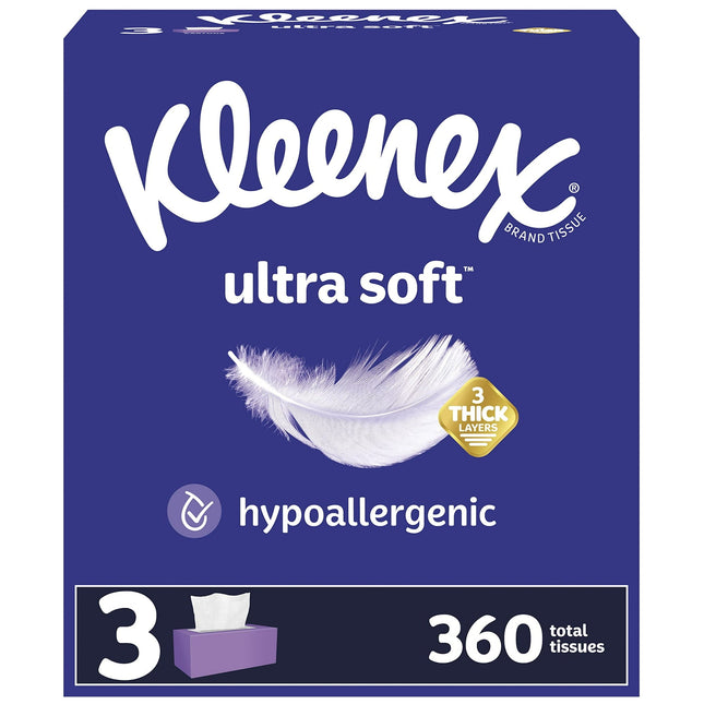 Kleenex Ultra Soft Facial Tissues Flat Box 120 Ct (3 Pack) - Personal Care > Skin