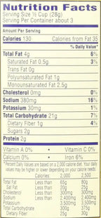 a close up of a nutrition label on a package of food