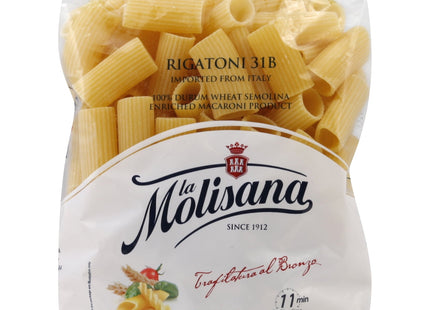 La Molisana Durum Wheat Semolina Italian Mezzi Rigatoni Bronzo 16oz (6 Pack) - Food & Beverages > Pasta Grains Cereals