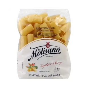 a close up of a bag of pasta with a label on it