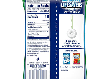 Life Savers Wint-O-Green Sugar Free Breath Mints Hard Candy 2.75oz (4 Pack) - Food & Beverages > Sweets Chocolate Gums