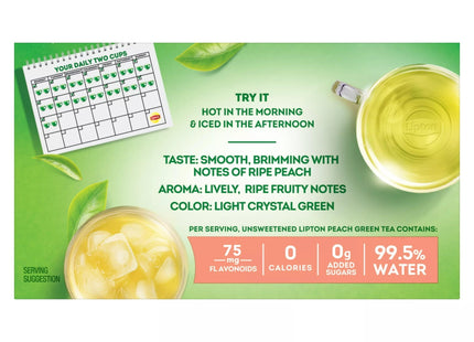 Lipton Green Peach Unsweetened bags 20ct (12 Pack) - Food & Beverages > Non-Alcoholic Drinks Infusions