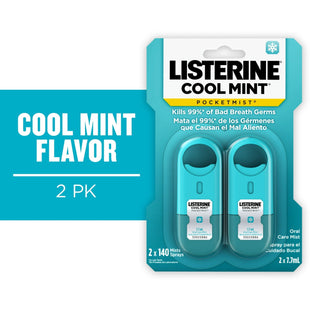 Listerine Pocketmist Cool Mint Oral Care Mist for Bad Breath 0.26 floz (2 Pack) - Personal > Fresheners