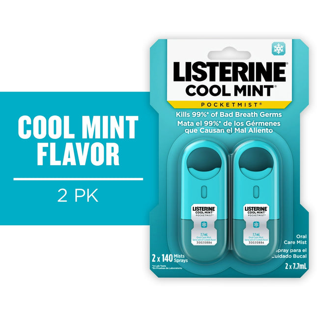 Listerine Pocketmist Cool Mint Oral Care Mist for Bad Breath 0.26 floz (2 Pack) - Personal > Fresheners