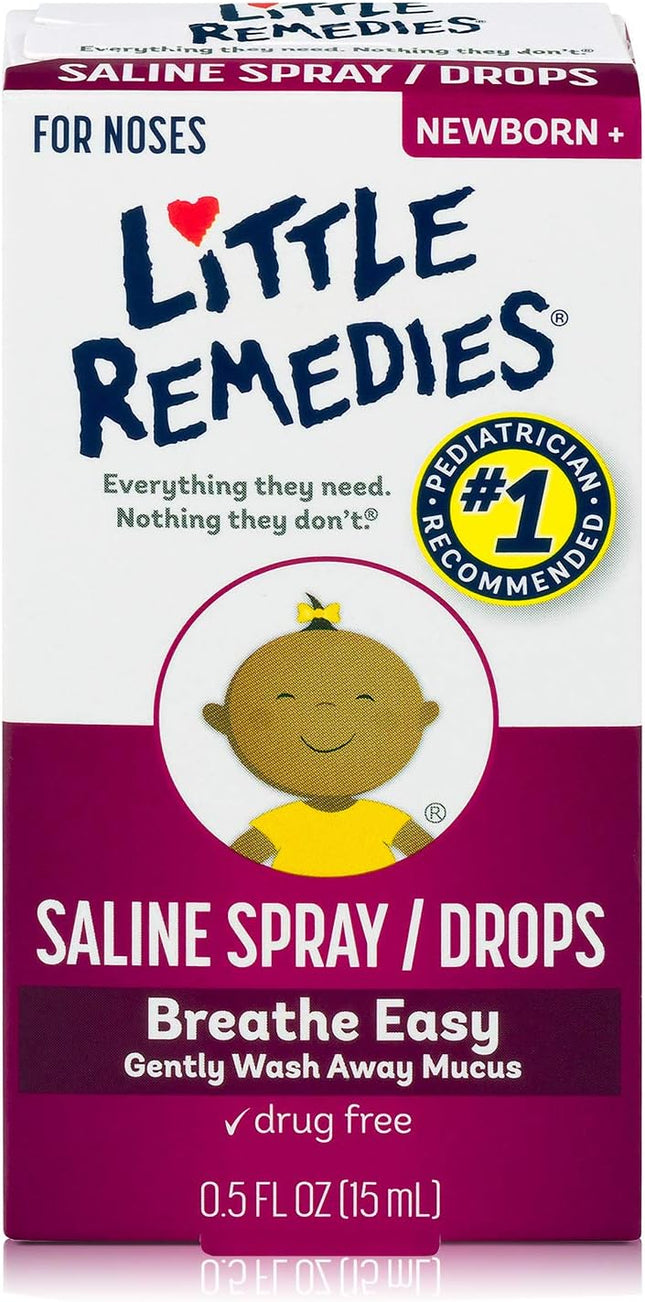 Little Noses Remedies Saline Spray and Drops 0.5 floz (2 Pack) - Health Care > Over-the-Counter Medication Cough Cold &