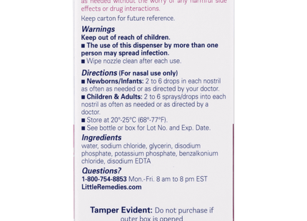 Little Noses Remedies Saline Spray and Drops 0.5 floz - Health Care > Over-the-Counter Medication Cough Cold & Flu