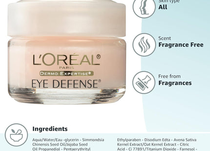 L’Oreal Paris Dermo-Expertise Eye Defense Cream Gel Anti-Aging 0.5 oz - Personal Care > Skin Products