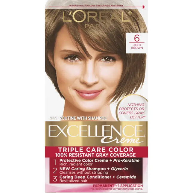 L’Oreal Paris Excellence Creme Permanent Hair Color 6 Light Brown - Health & Beauty > Personal Care