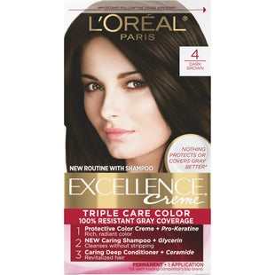 L’Oreal Paris Excellence Creme Permanent HairColor #4 Dark Brown (24 Pack) - Personal Care > Hair & Styling Color