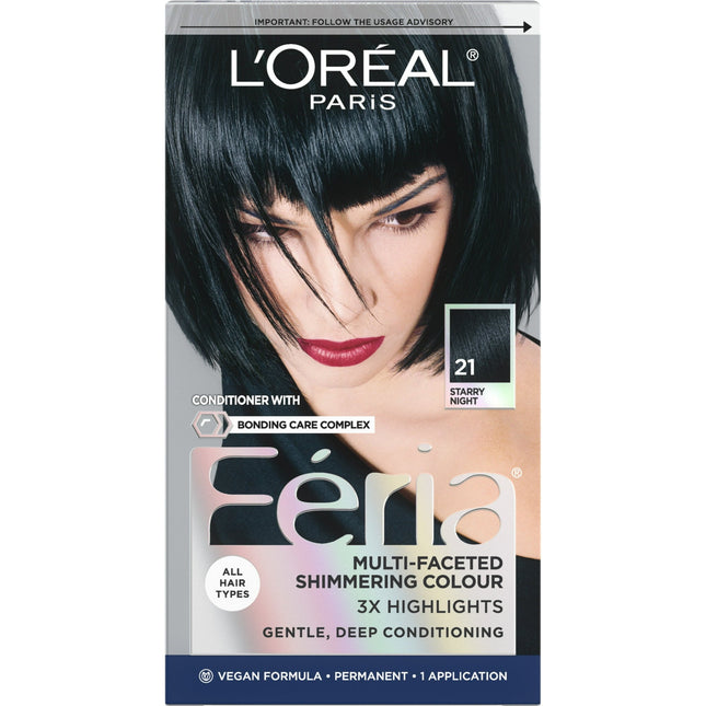 L’Oreal Paris Feria Permanent Hair Color 21 Starry Night Bright Black (2 Pack) - Personal Care > & Styling